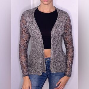Rosio Gray and Black Leopard Print Women's Cardigan